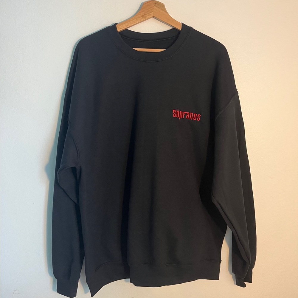Black Red The Sopranos New York City Y2K Television TV Embroidery Crewneck
